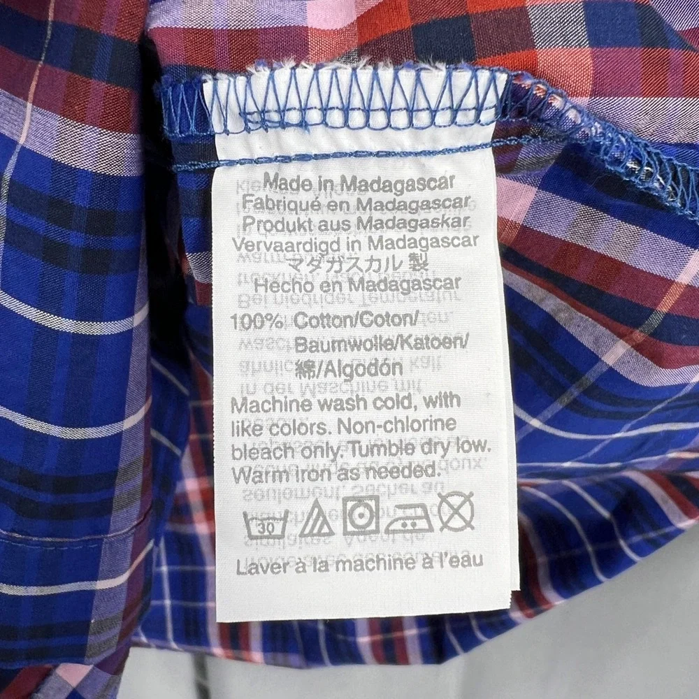 J Crew Womens Blue Red White Plaid Button‎ Up Shirt XS Long Sleeve Cotton